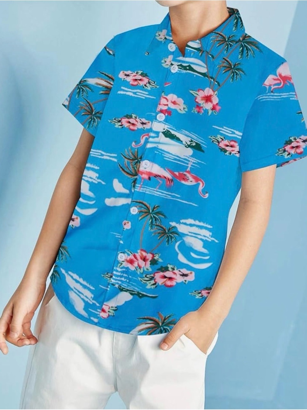 Boys size large short sleeve Hawaiian button down shirt - Picture 3 of 9
